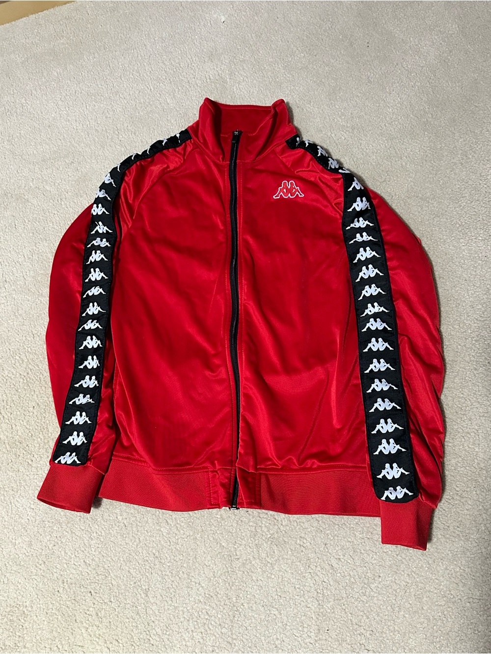Kappa Red Track Jacket with Black Logo Tape
